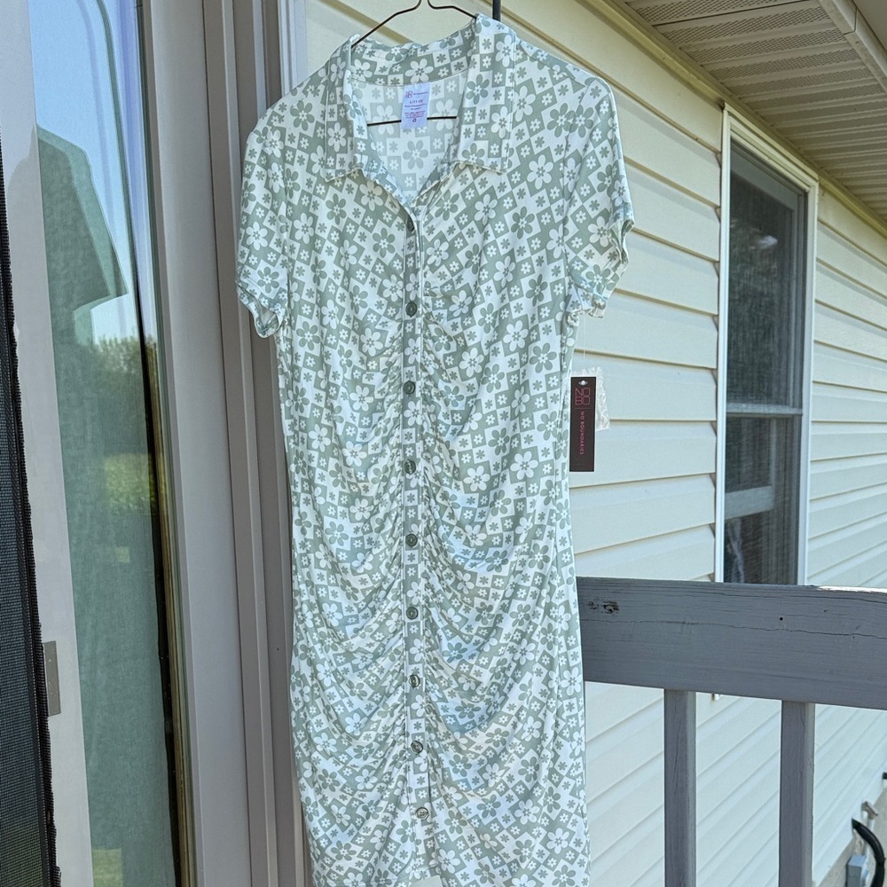 No Boundaries Light Green Patterned Midi Dress